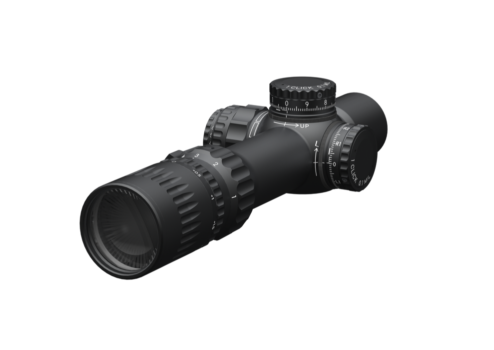 1 - 10x24mm Shorty FFP Scope - Illuminated - Capped Turrets