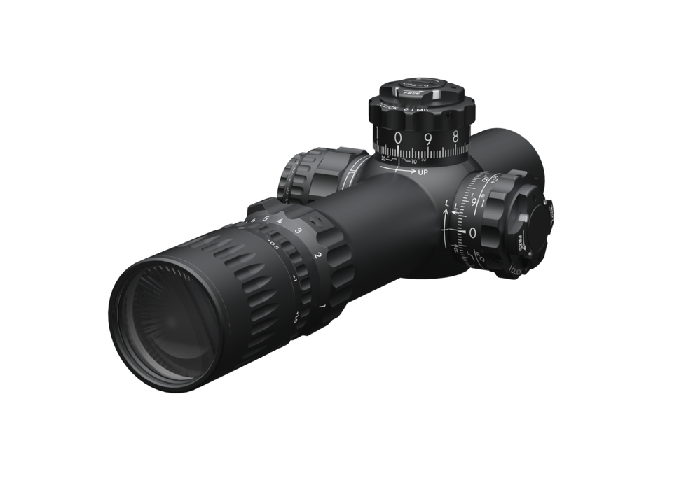 1 - 10x24mm Shorty Scope with Shuriken Turrets - Illuminated - Dual Reticles
