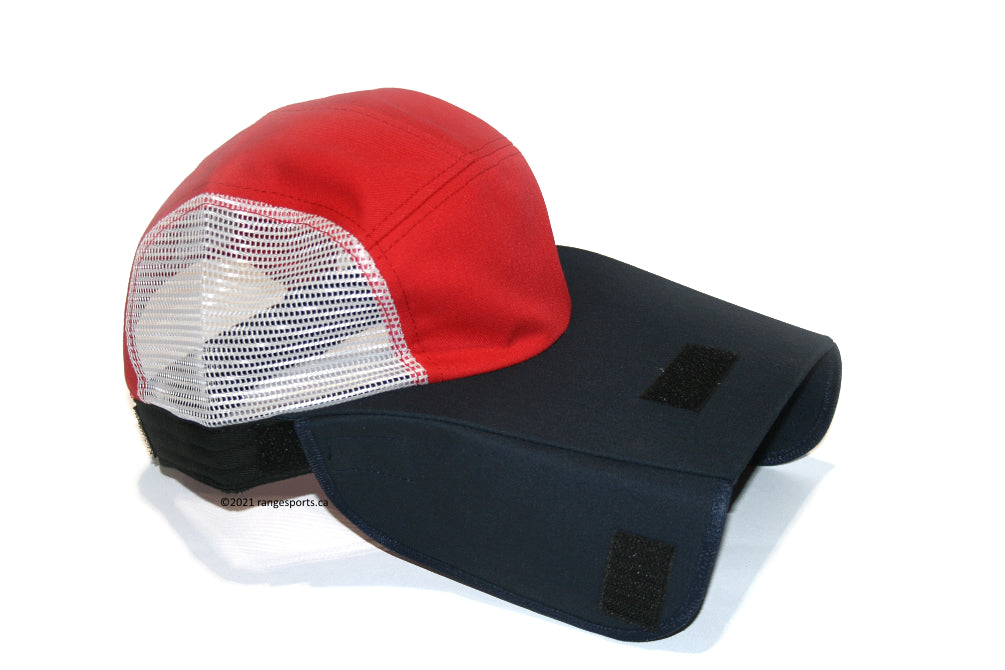 Deluxe Shooting Hat with Side Blinders and Eye Patch (Red White Blue)