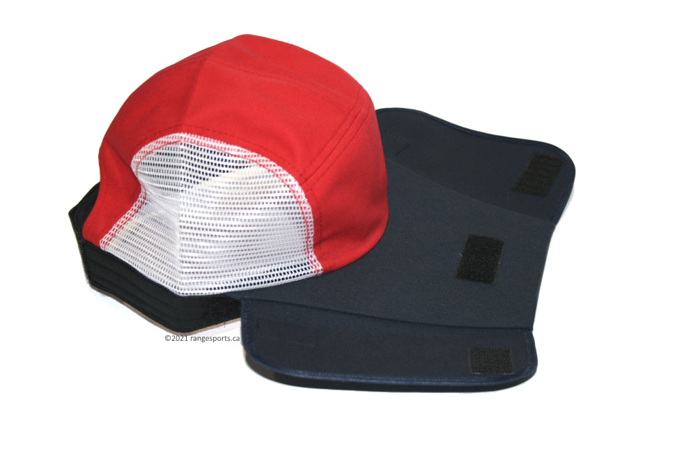 Deluxe Shooting Hat with Side Blinders and Eye Patch (Red White Blue)